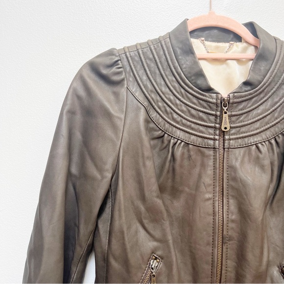 Doma Brown Leather Zipper Jacket - Picture 9 of 14